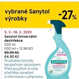 Dezinfekční univerzální čistič ve spreji Sanytol