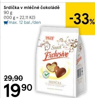Srdíčka v čokoládě Exclusive Poex