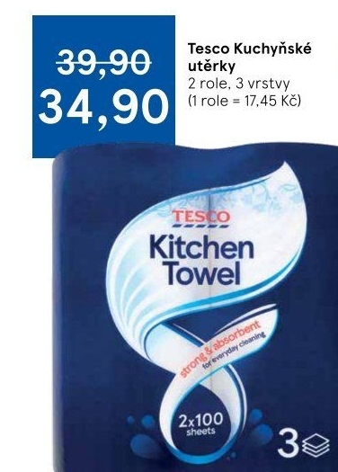 Utěrky kuchyňské 3vrstvé Tesco