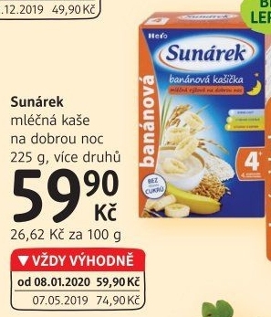 Kaše mléčná Dobrou noc Sunárek