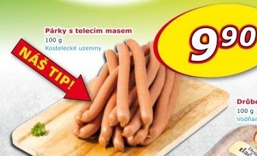 Párky s telecím masem Kostelecké uzeniny