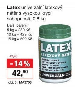 Latexový nátěr univerzální Barvy a laky Hostivař