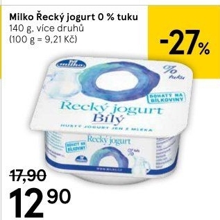Ochucený jogurt řecký 0% Milko