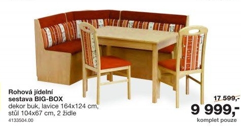 Rohová jídelní sestava Big Box