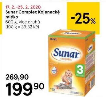 Kojenecké mléko Sunar Complex