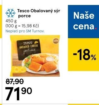 Obalovaný sýr mražený Tesco