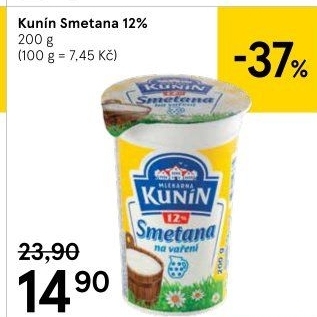 Smetana na vaření Kunín 12%