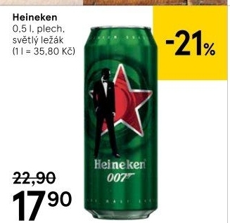 Pivo světlý ležák Heineken