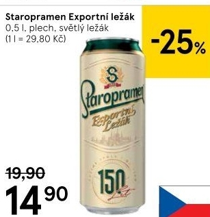 Pivo světlý ležák Staropramen