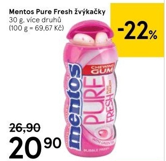 Žvýkačky Pure Fresh Mentos