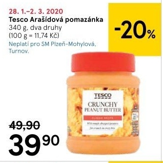 Arašídová pomazánka Tesco