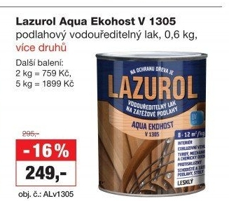 Lak na podlahu Aqua Ekohost Lazurol