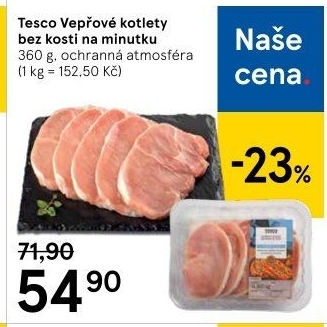 Kotleta vepřová bez kosti Tesco