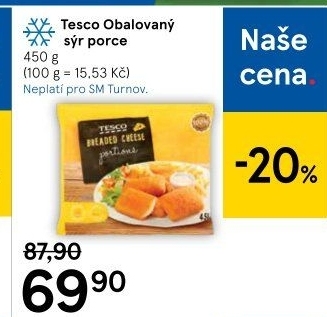 Obalovaný sýr mražený Tesco