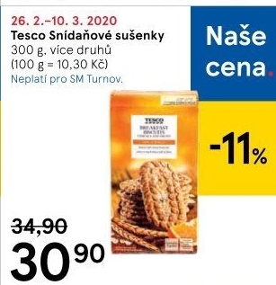 Sušenky snídaňové Tesco