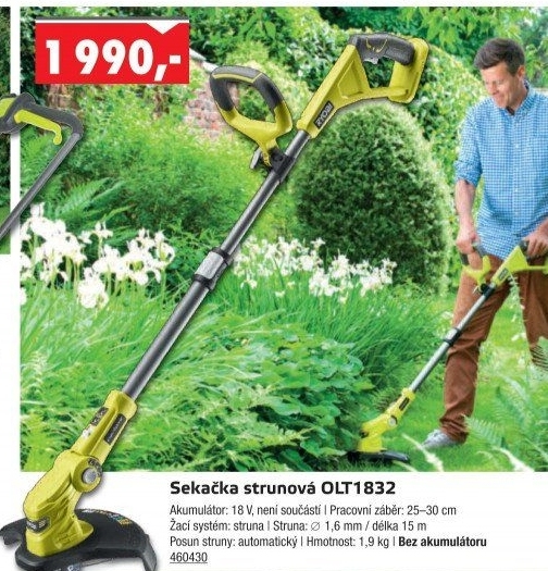 Aku sekačka strunová Ryobi OLT 1832
