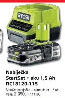 Nabíječka a akumulátor Ryobi