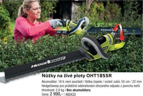 Nůžky na živý plot Ryobi OHT 1855R