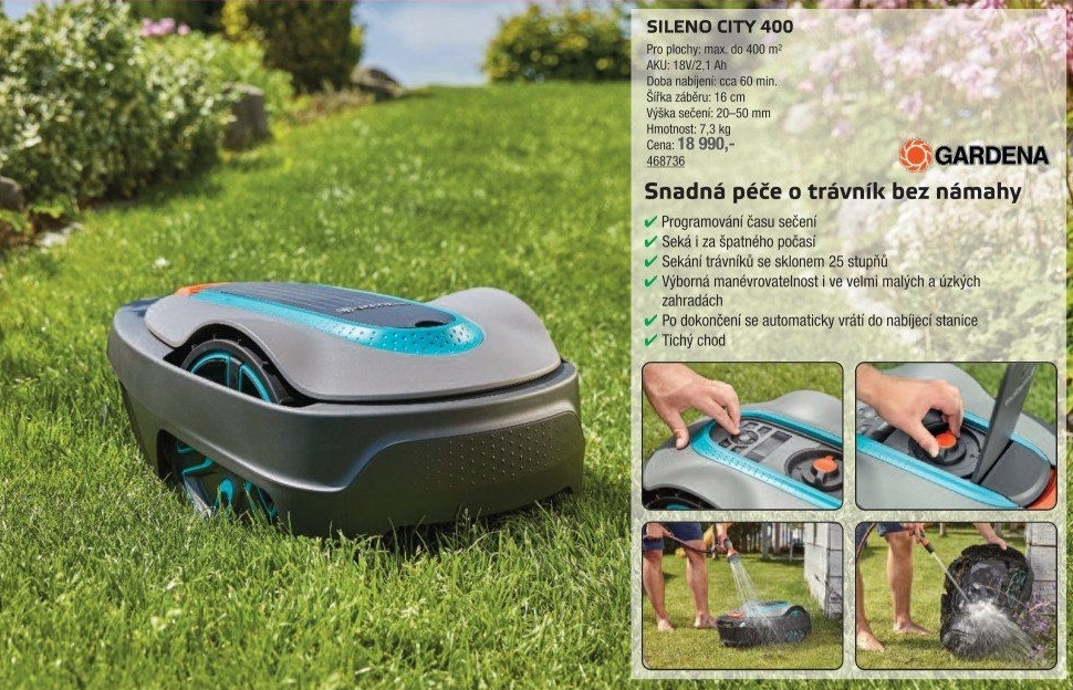 Robotická sekačka Sileno city 400 Gardena