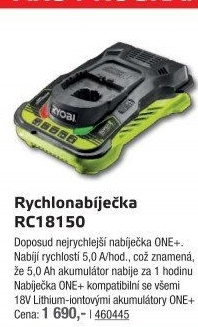 Rychlonabíječka baterií Ryobi