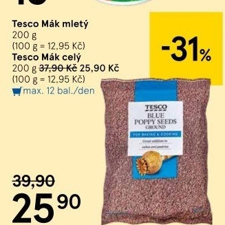 Mák modrý mletý Tesco
