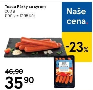 Párky se sýrem Tesco