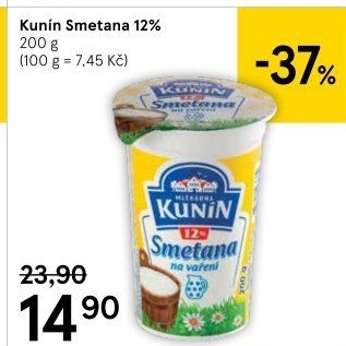 Smetana na vaření Kunín 12%