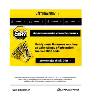 akční leták ALPINE PRO 10.3.2020-31.3.2020