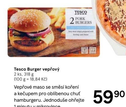 Burger vepřový Tesco