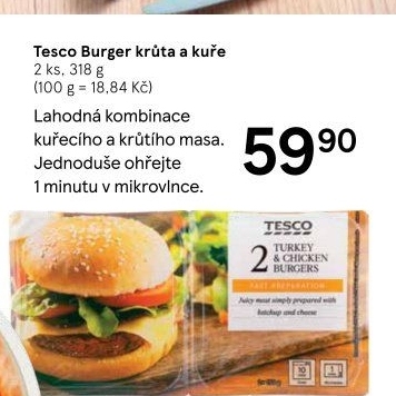 Burgerkrůta a kuře Tesco