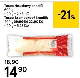 Knedlík houskový Tesco