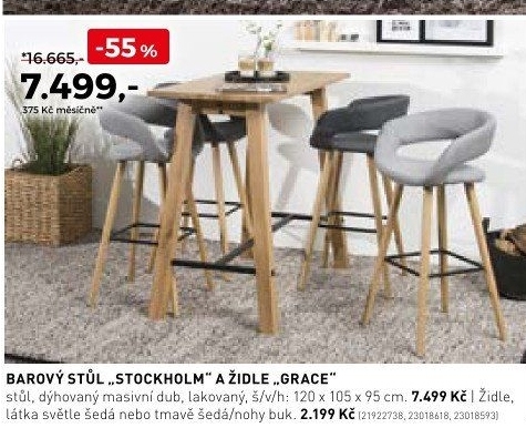 Barový stůl Stockholm, židle Grace