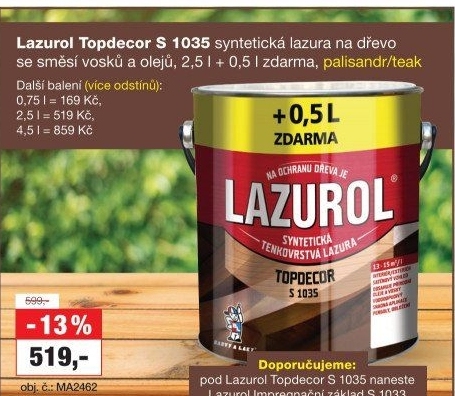 Lazura na dřevo Topdecor Lazurol
