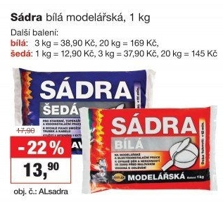 Sádra modelářská Barvy a laky Hostivař