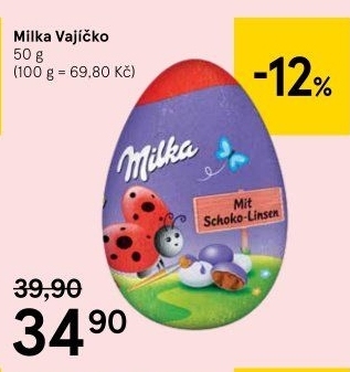 Čokoládové vajíčko Milka