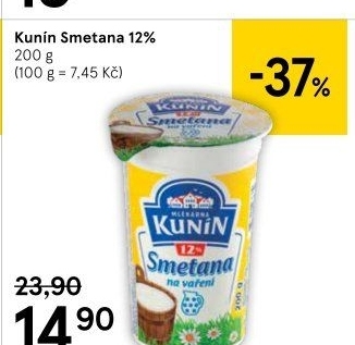 Smetana na vaření Kunín 12%