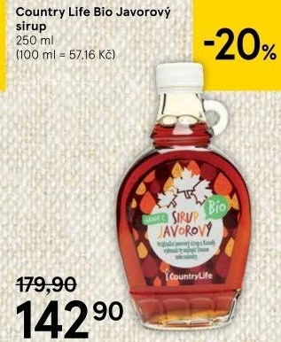 Javorový sirup bio Country Life