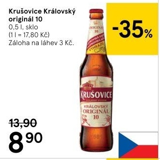 Pivo světlé výčepní Originál Královská 10° Krušovice
