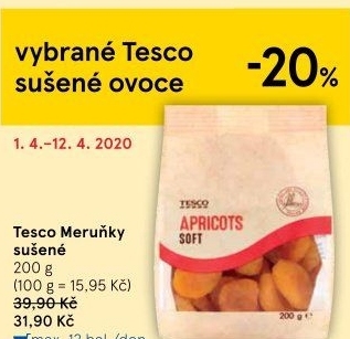 Sušené meruňky Tesco
