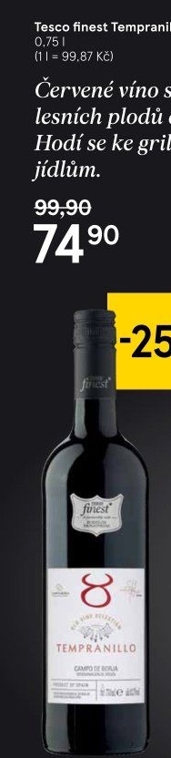 Víno Tempranillo Tesco Finest