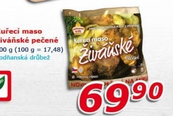 Kuřecí maso živáňské pečené mražené Vodňanské kuře