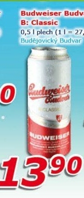 Pivo světlé výčepní B: Classic Budweiser Budvar