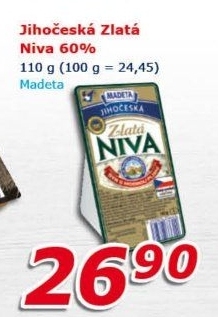 Sýr Niva zlatá Jihočeská 60% Madeta