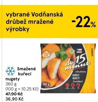 Nugetky kuřecí smažené mražené Vodňanské kuře
