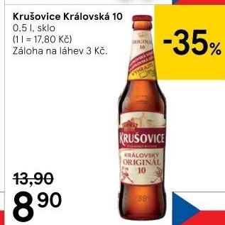 Pivo světlé výčepní Originál Královská 10° Krušovice