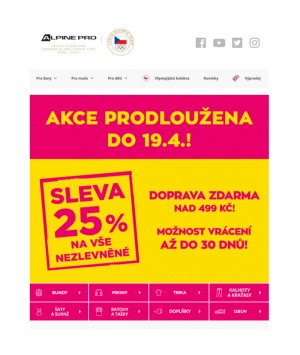 akční leták ALPINE PRO 15.4.2020-19.4.2020