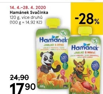 Ovocná kapsička Svačinka Hamánek