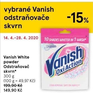Odstraňovač skvrn práškový Vanish