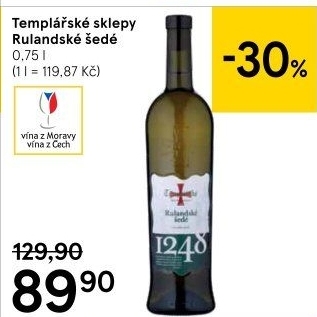 Víno Rulandské šedé Templářské Sklepy Čejkovice