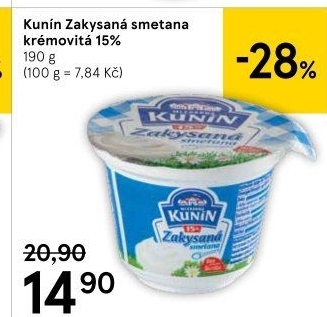Zakysaná smetana krémovitá Kunín 15%